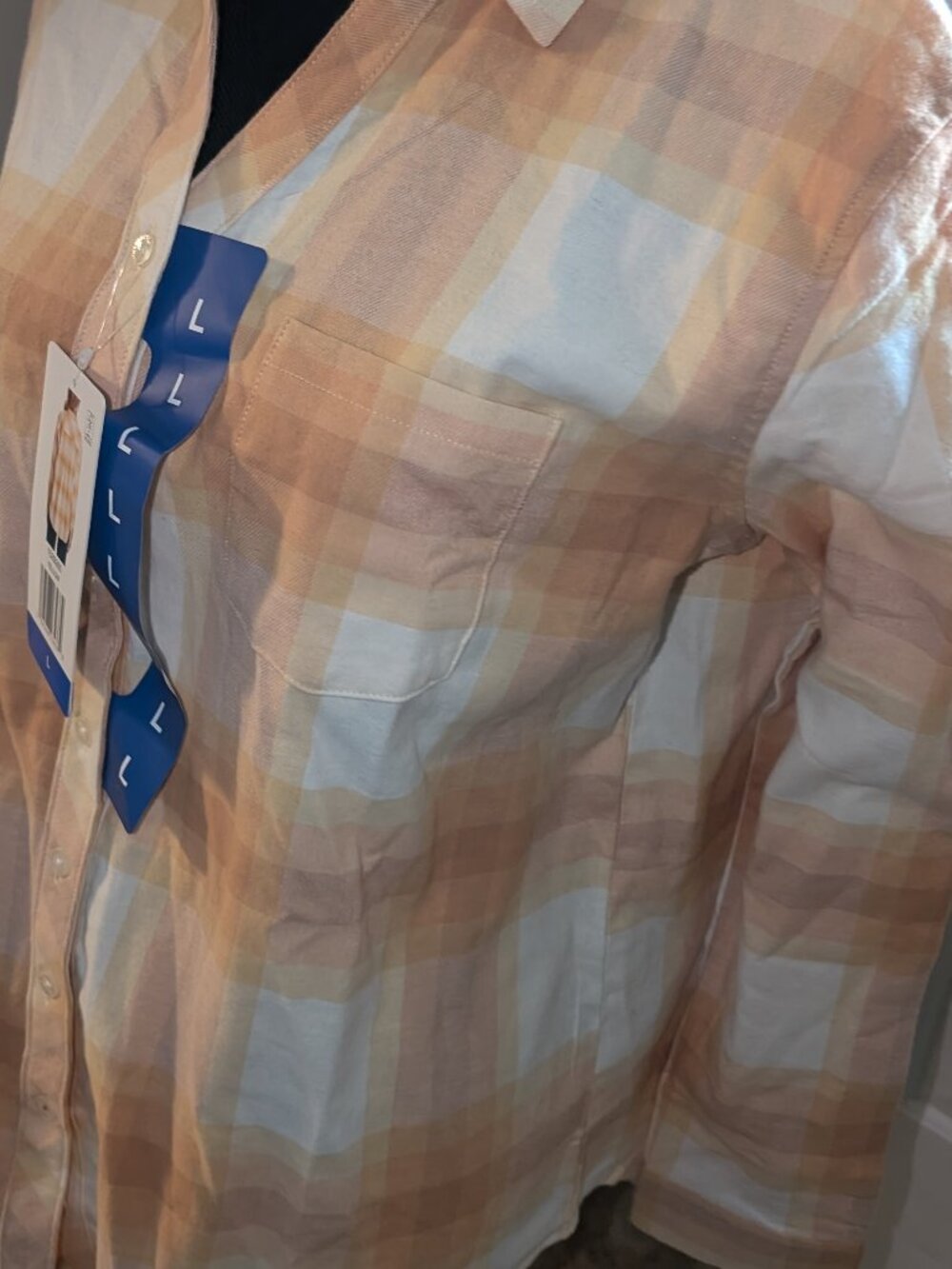NWT Weatherproof Vintage Womens L Flannel Plaid Button-Up Shirt Comfort Stretch - Picture 4 of 4